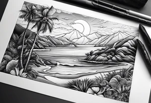 Beach landscape infront of me tattoo idea