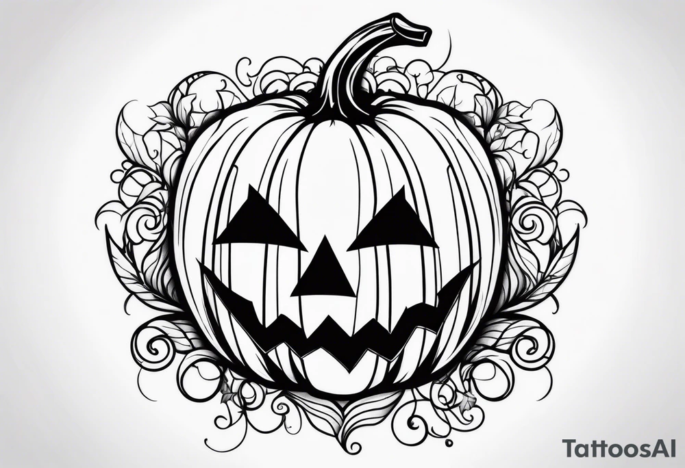 Pumpkin with vines no face tattoo idea