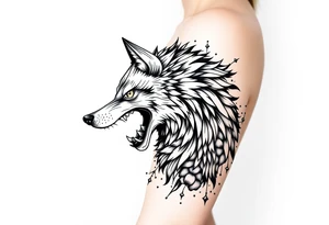Big bad wolf  blowing down   a brick house tattoo idea