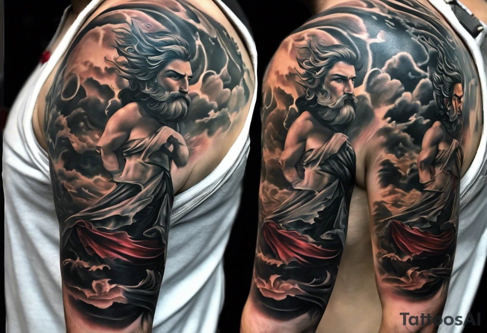 Im a businessman and I had a very long and hard time, chasing my dreams, not giving up, hard work, dedication, focus, heart broken, recovered, pushing hard, got broke and gained again. I like greek gods and I want a full sleeve tattoo exactly telling me the story of my life tattoo idea
