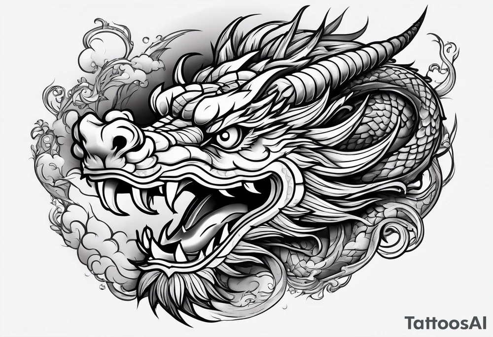Only the head of a chinese dragon, facing right tattoo idea