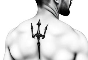 realistic muscular man with trident tattoo idea