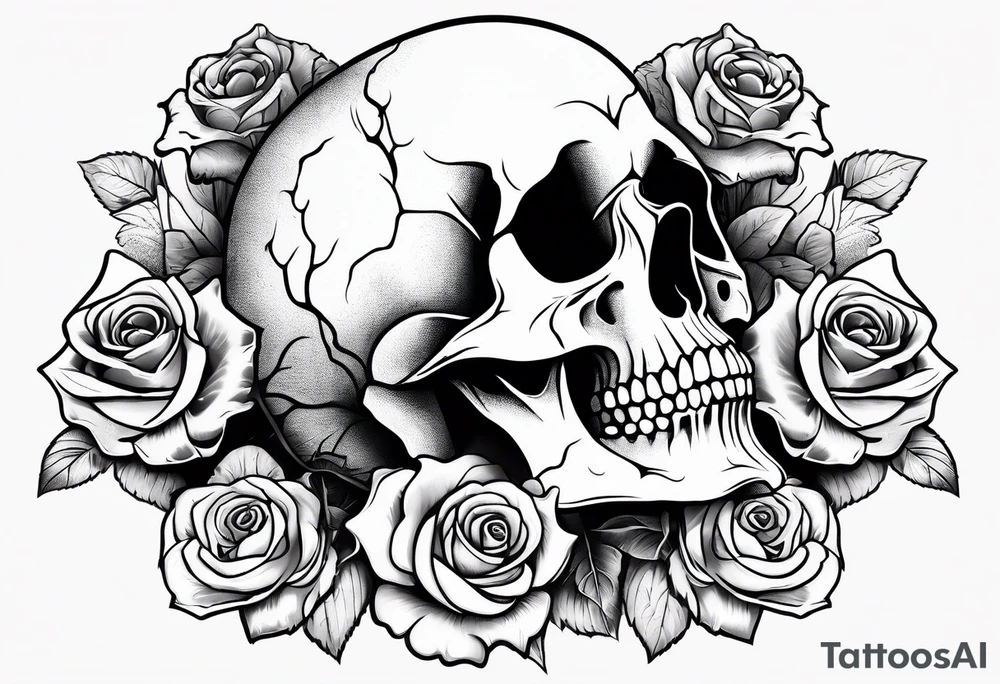 skull and roses tattoo idea