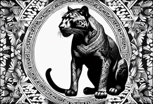 aztec black jaguar sitting tattoo idea