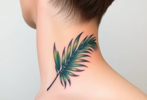 large palm leaves twisted following line side neck tattoo tattoo idea