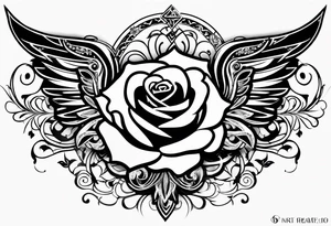 forearm tattoo
angel wing including a stylish rose with first name Isa encrypted tattoo idea