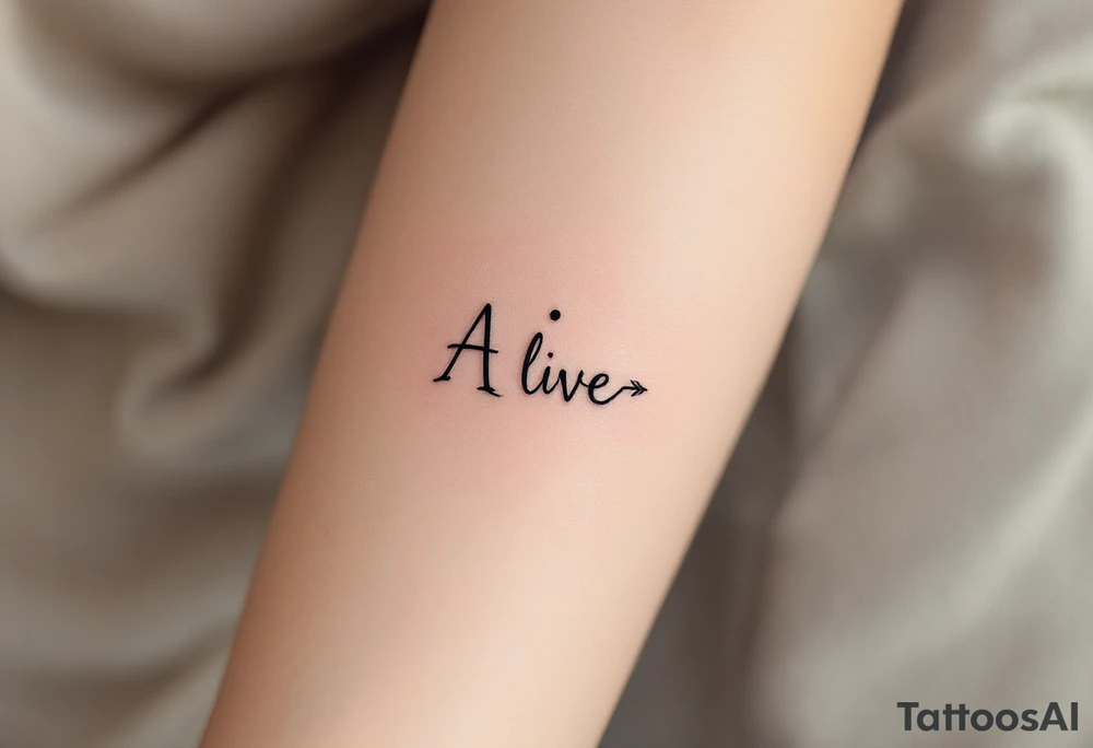 A live with a dot above it, with an flowing arrow around tattoo idea