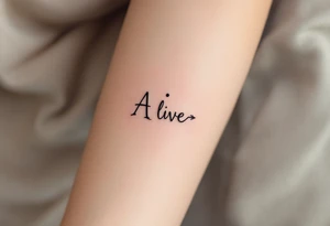 A live with a dot above it, with an flowing arrow around tattoo idea