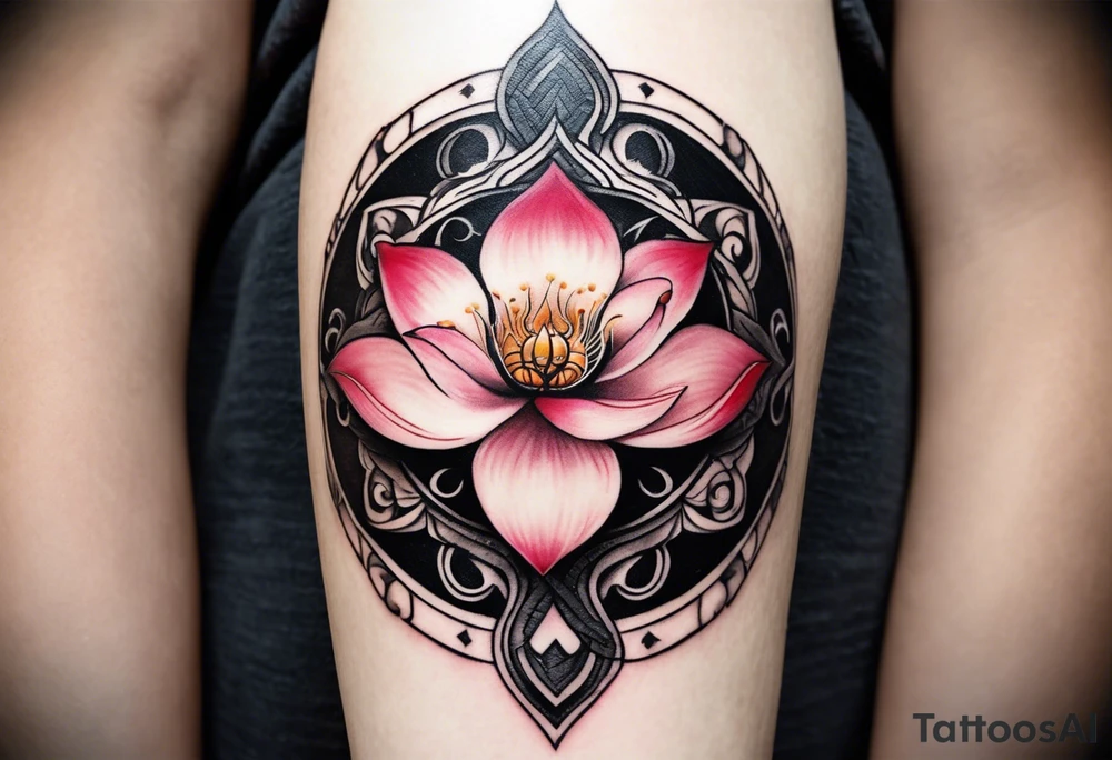 Tattoo Design on forearm Instructions:

Central Hourglass: Place in the middle; dark sand at the top, light sand flowing down.
Lotus Flower: Grow from the base of the hourglass, symbolizing growth from hardship.
Family Scene: On one side, depict two boys holding hands, looking up at a larger protective mother figure.
Betrayal Symbolism: Add a broken chain near the hourglass's bottom; a rising phoenix beside it.
Pathway of Growth: A path with stepping stones leading upwards; include a koi fish, crane, and yin-yang symbols.
Asian Elements: Scatter cherry blossoms, waves, and wind patterns; add Kanji for key values like "loyalty" and "strength."
Color and Style: Use black and grey with hints of pink, white, and orange.
Placement: Best as a sleeve or back piece for full detail and flow. tattoo idea
