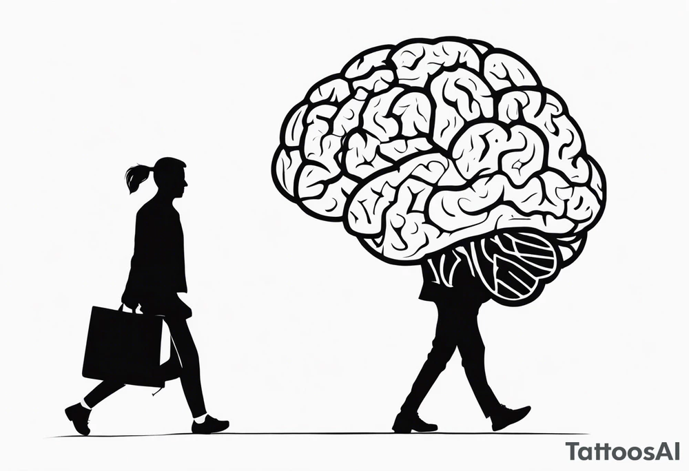 Human walking brain around like a dog while world is burning tattoo idea Human walking brain around like a dog while world is burning tattoo idea