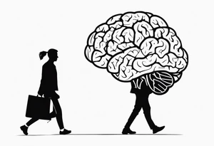 Human walking brain around like a dog while world is burning tattoo idea