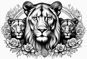 LIONESS WITH TWO CUBS tattoo idea