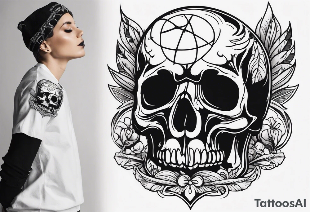 Skull tattoo with Memento Mori written on it tattoo idea