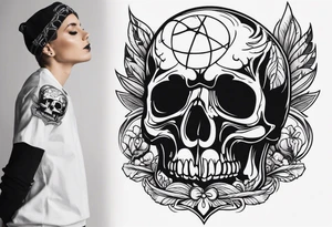 Skull tattoo with Memento Mori written on it tattoo idea