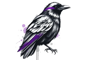 A crow tattoo that incorporates a strip/band of purple somewhere in the design to represent dealing with domestic abuse. Be creative. tattoo idea