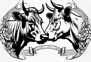 two cow fighting with each other tattoo idea