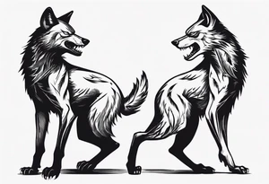 two black wolves dancing on their hind legs. they should be facing each other and obviously dancing tattoo idea