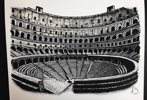 Script saying “it’s not the critic that counts but the man that’s in the arena” with Roman colosseum tattoo idea