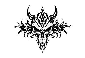 ornate demonic skull tattoo idea