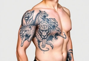 creative collage of different exotic animals tattoo idea