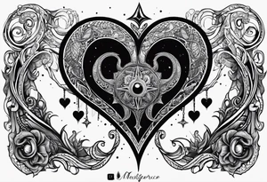 Long tattoo for arm. Lovecraftian creature, protecting a heart. Ctulhu. tattoo idea