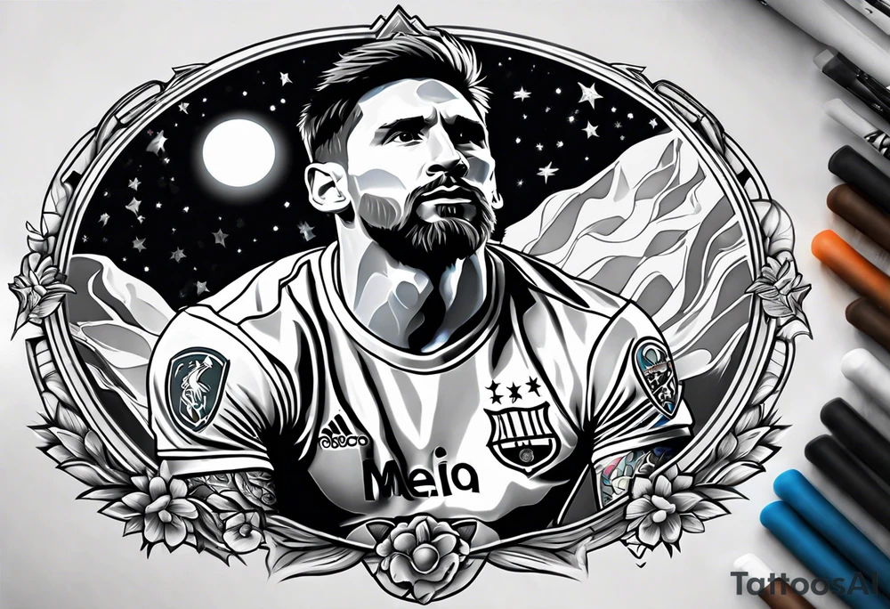 messi stealing the moon tattoo idea
