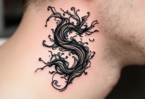 A black ink "S" formed from swirling smoke tendrils fading at the edges. tattoo idea