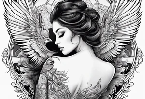 femme nu avec un tatou de phoenix tattoo idea