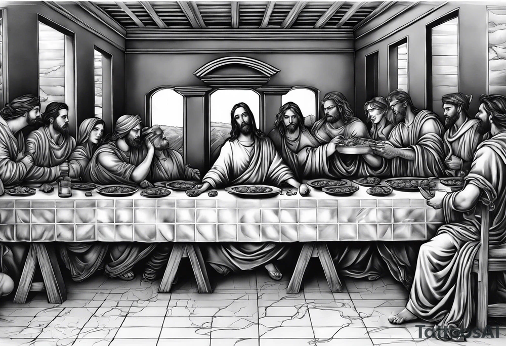 Last supper scene but everyone is a dead tattoo idea
