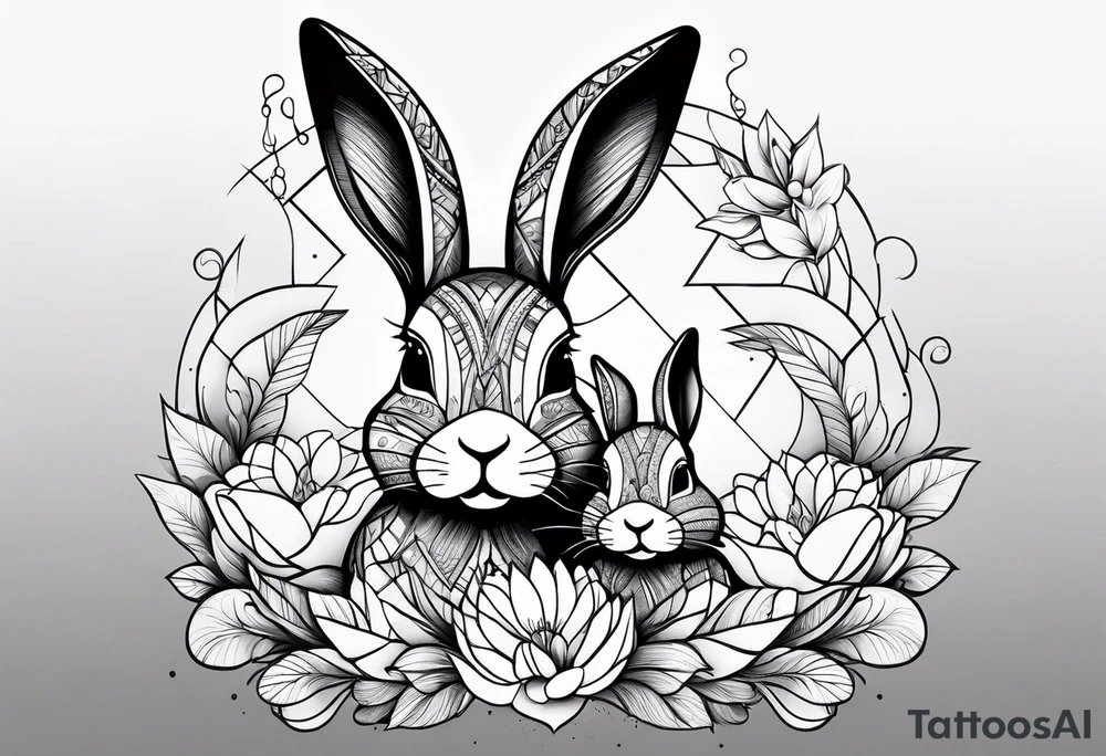 Mum and baby bunny tattoo idea