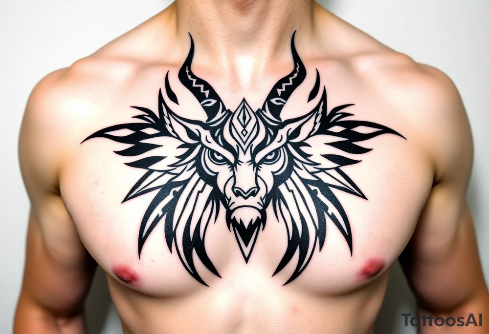 Capricorn head  10x15 cm 
Neutral face tattoo idea
