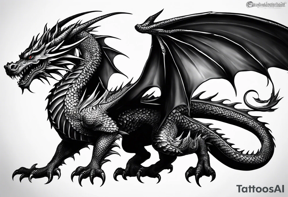 a medieval and powerfull black dragon tattoo idea a medieval and powerfull black dragon tattoo idea