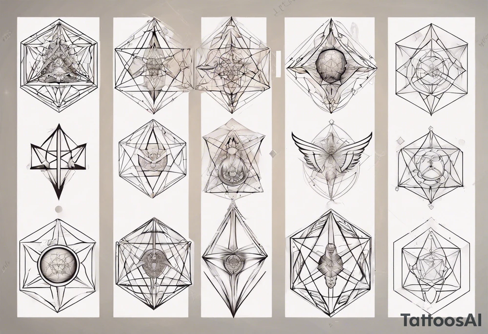 sacred geometry Metatron's cube with phoenix tattoo idea