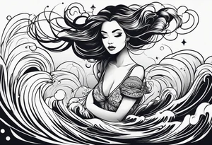 simple tattoo of full body girl floating on water tattoo idea