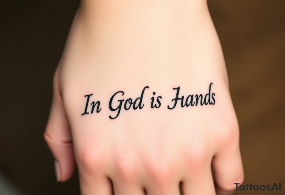 "In God's Hands" with pop out background tattoo idea
