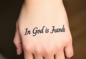 "In God's Hands" with pop out background tattoo idea