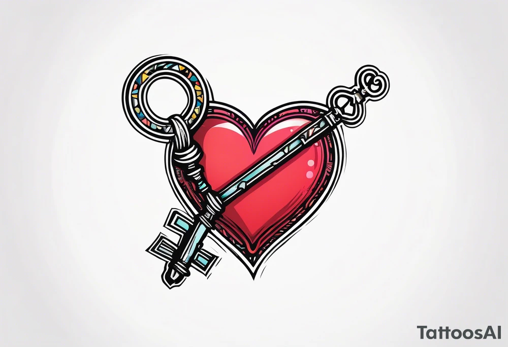 A heart shaped antique key tattoo idea
