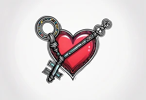 A heart shaped antique key tattoo idea