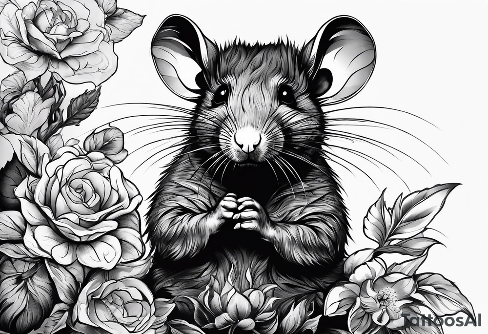 Rat using fire magic tattoo idea