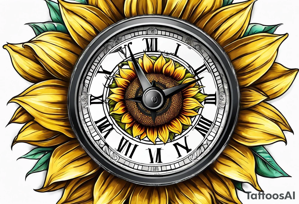 Sunflower next to a compass tattoo idea