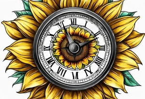 Sunflower next to a compass tattoo idea
