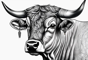Black and grey taurus birthday tattoo idea