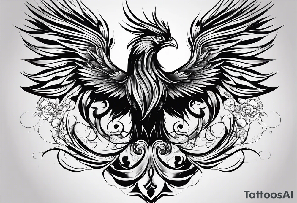 phoenix and pen tattoo idea