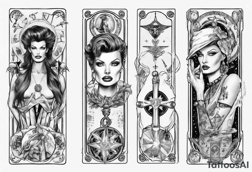 Linda Evangelista in a Tarot tattoo idea