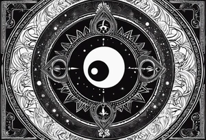 Astrology, Natal Chart, Cancer sign symbolic, vision, yin yang, the moon, the sun, Uranus, Pluto, spiritual, third eye, mystical, Zen, armband tattoo idea