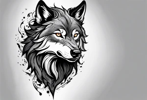scary wolf head with dark smoke body running tattoo idea