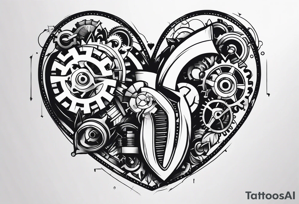 Mechanical Heart LOVE tattoo idea