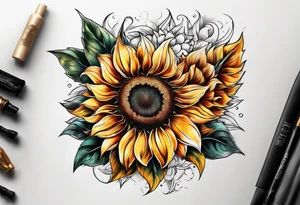 Flower fire an a sunflower tattoo idea
