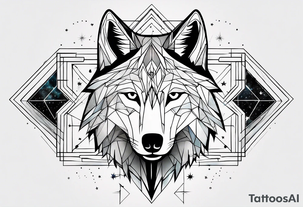 Constellation, two animal wolf, géométric tattoo idea