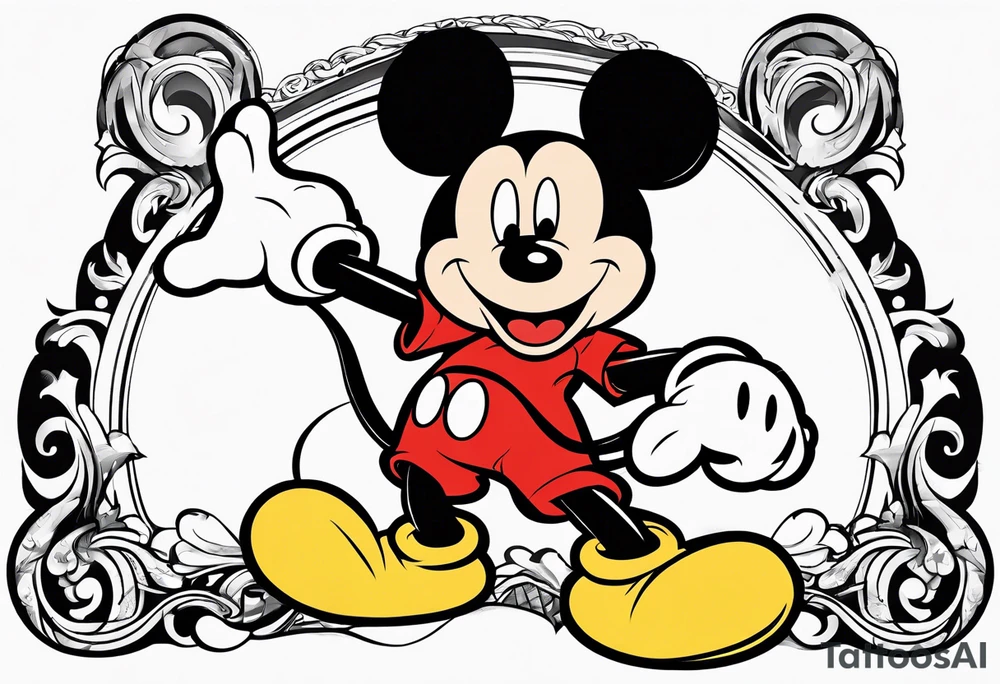 mickey mouse fighting tattoo idea